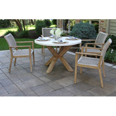 Outdoor Interiors Ivory 4 Person Round Outdoor Dining Set